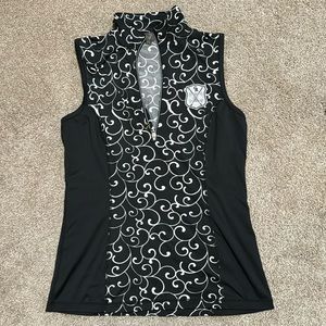 Goode Rider equestrian shirt size large black and white design